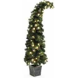 LuxenHome Pre-Lit Leaning Top Green Christmas Tree 60"