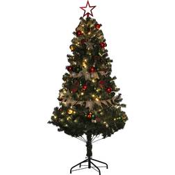 Homcom Pre-Lit Artificial Green/Red Christmas Tree 180cm