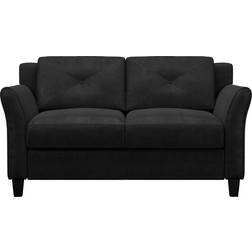 Red Barrel Studio Lourdez Black Microfiber Sofa 56.3" 2 Seater