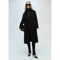 Mango Belt Handmade Coat - Black