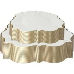 Shein White Gold Foil Disposable Paper Plates 60pcs