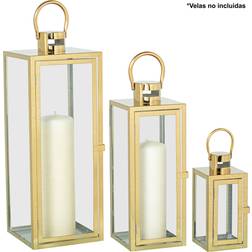 Alexandra House Living Steel Golden Lantern 49cm 3pcs