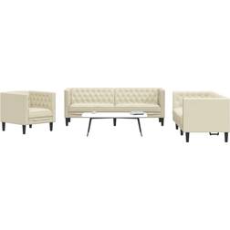 vidaXL Chesterfield Sofasæt 3-personers Cremefarvet Sofa