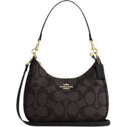 Coach Teri Hobo Bag In Blocked Signature Canvas - Gold/Walnut/Tan