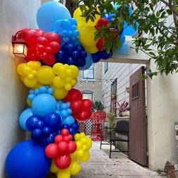 Shein Red Yellow Blue Latex Balloon Garland Set 130pcs