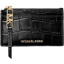 Michael Kors Empire Small Crocodile Embossed Leather Card Case - Black