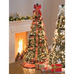 BrylaneHome 7 ft. Pre-Lit Pop-Up With Remote Red/Gold Christmas Tree 90"