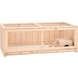 vidaXL Gabbia Per Criceti 104x52x38 cm In Legno Massello Di Abete - Marrone