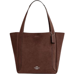 Coach Hadley Tote Bag In Suede - Silver/Espresso