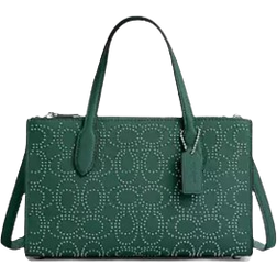 Coach Nina Small Tote Bag With Signature Rivets - Silver/Emerald Green