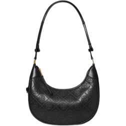 Tory Burch T Monogram Leather Crescent Bag - Black