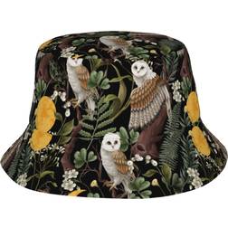 Crywmqq Owls & Plants Bucket Hat - Black