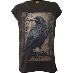 Spiral Direct Raven Wise Turnup Sleeve Loose Fit Tee - Black