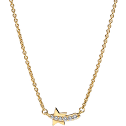 Pandora Shooting Star Pavé Chain Necklace - Gold/Transparent