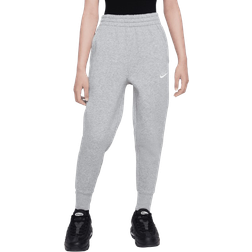 Nike Big Kid's Sportswear Club Fleece High-Waisted Fitted Pants - Dark Grey Heather/Base Grey/White (FD2921-063)