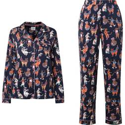 Chelsea Peers Disco Cats Long Pyjama Set - Navy