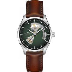 Hamilton Jazzmaster Open Heart Automatic Green Brown Leather H32675560