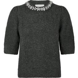 Neo Noir Maia Stone Knit Blouse - Antracit Melange