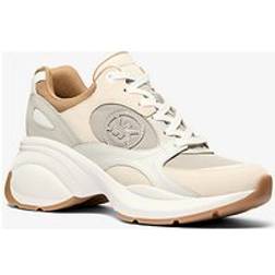 Michael Kors Zuma Color-Block Leather Trainer - Natural
