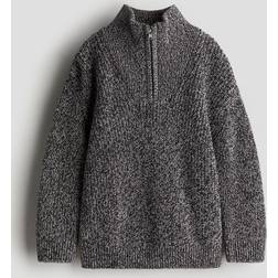 H&M Stickad Tröja Med Dragkedja - Svart
