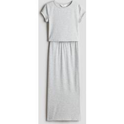 H&M Flicka T-shirt Och Kjol Set - Ljusgrå