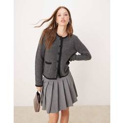 Nobody's Child Boucle Crew Neck Cardigan - Grey
