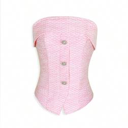 Shein Elenzya Women's Fitted Off-Shoulder Top - Pink