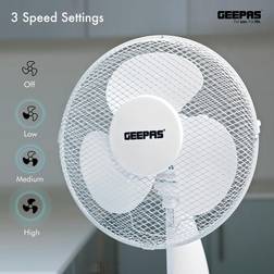 Geepas 12 Inch White Oscillating Desk Fan