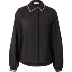 Vila O-Neck LS Detail Shirt - Zwart