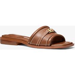 Michael Kors Mandy Leather Slide Sandal - Brown