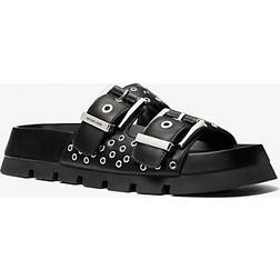 Michael Kors Colby Grommeted Leather Flat Sandal - Black