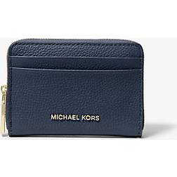 Michael Kors Jet Set Pebbled Leather Zip-Around Card Case - Blue