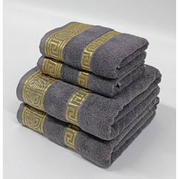 Shein Premium Classic Jacquard Embroidered 1 pc Bath Towel Gray (355.6x177.8cm)