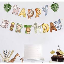 Shein Jungle Animal Happy Birthday Banner Pull Flag