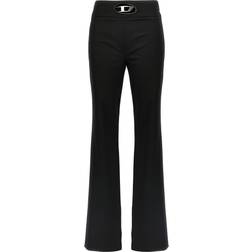 Diesel Pantalon À Taille Haute En Sergé De Laine - Black
