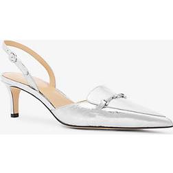Michael Kors Lena Crackled Metallic Leather Slingback Pump - Silver