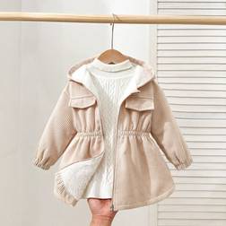 Shein Warm Plush Hooded Coat - Apricot Color