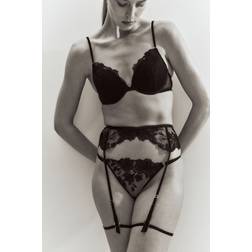 H&M Strumpfhalter Aus Spitze - Schwarz