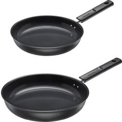 Fiskars Hard Face Stegepandesæt 2 stk Ø 24/28 cm Genanvendt Aluminium Sort 28cm