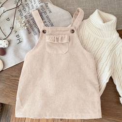 Shein Adorable Corduroy Jumper Dress - Beige