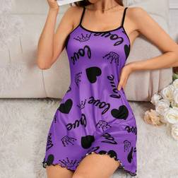 Shein Casual Letter & Heart Print Nightgown