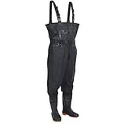 vidaXL Black 42 Chest Waders with Boots and Belt