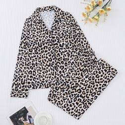 Shein Leopard Print Texture Loungewear Set - Casual