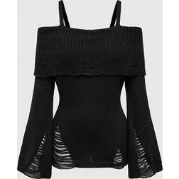 Romwe Fashionable Punk Dark Style Sweater - Distressed Design