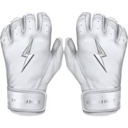 Bruce Bolt Chrome Series Short Cuff White Batting Glove White XLarge