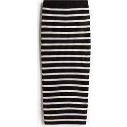 H&M Rib-Knit Skirt - Black/Striped