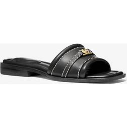Michael Kors Mandy Leather Slide Sandal - Black