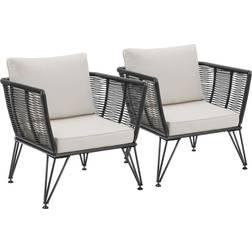 tectake 2er Set Garten-Loungesessel Sundo Schwarz