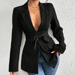 Shein Damen Eleganter Blazer mit einfarbigem Kragen und Langarm