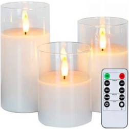 LEDlife LED Bloklys Sæt i Glas Ø7,5 cm Set of 3 LED-lys 3stk